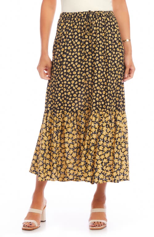 Floral Drawstring Midi Skirt in Floral Print