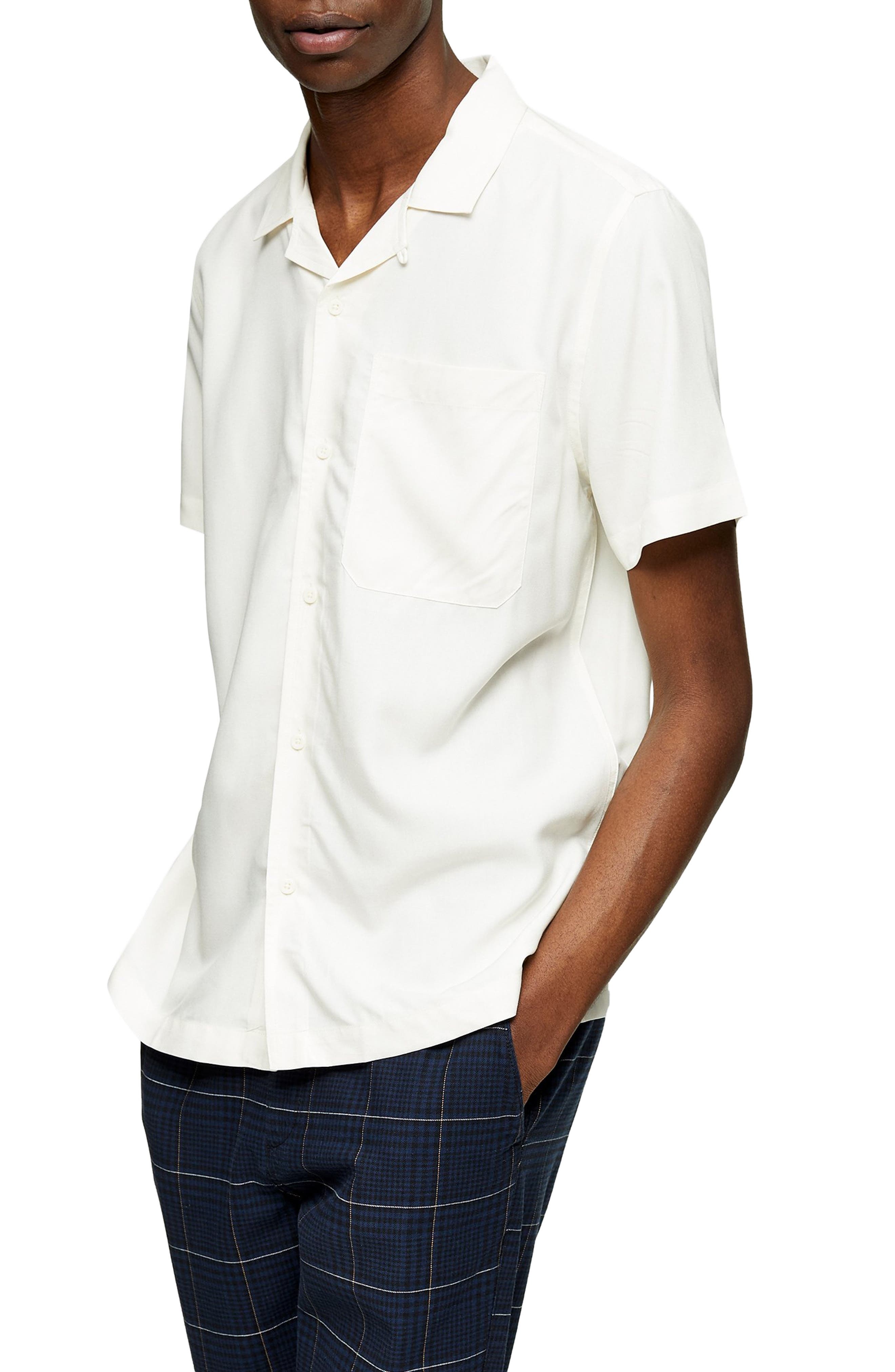 Andopa Mens Short Sleeve Button Cotton Turn-Down Collar Plus Size Shirt