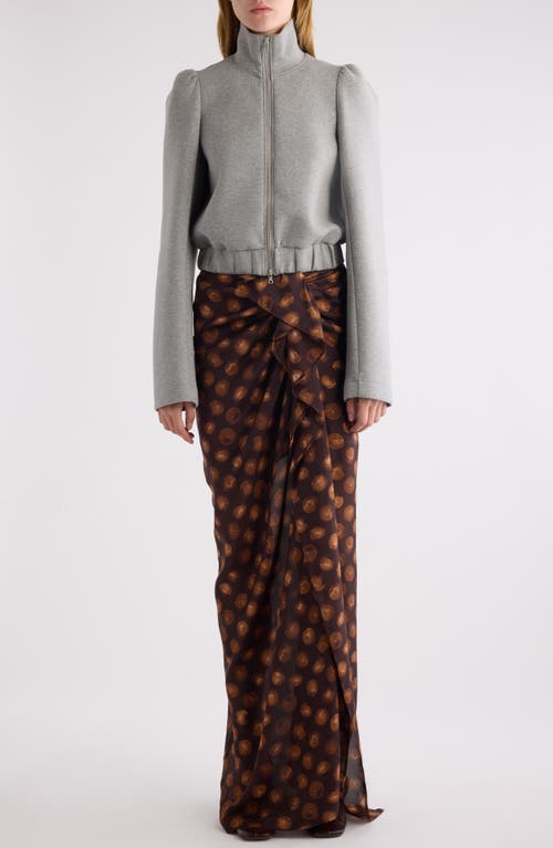 Shop Dries Van Noten Sinas Print Ruffle Silk Maxi Skirt In Brown