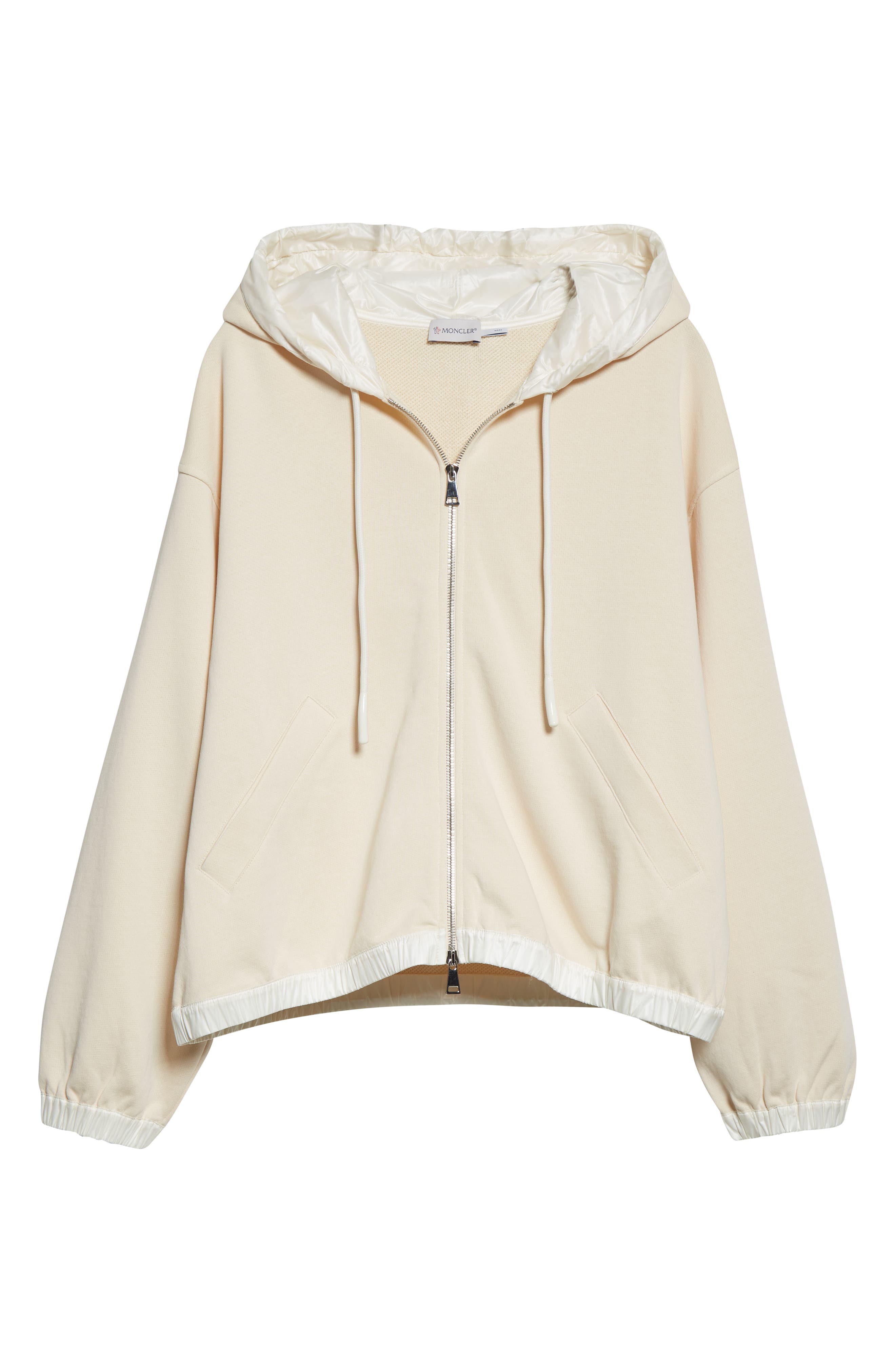 Moncler Women's Cotton Blend Zip-Up Hoodie in 213 Ivory