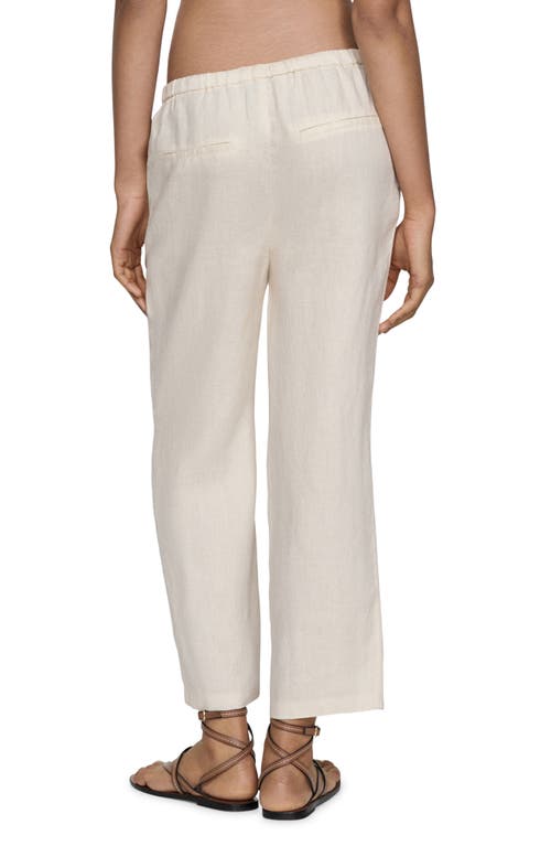 Shop Mango Linen Drawstring Pants In Ecru