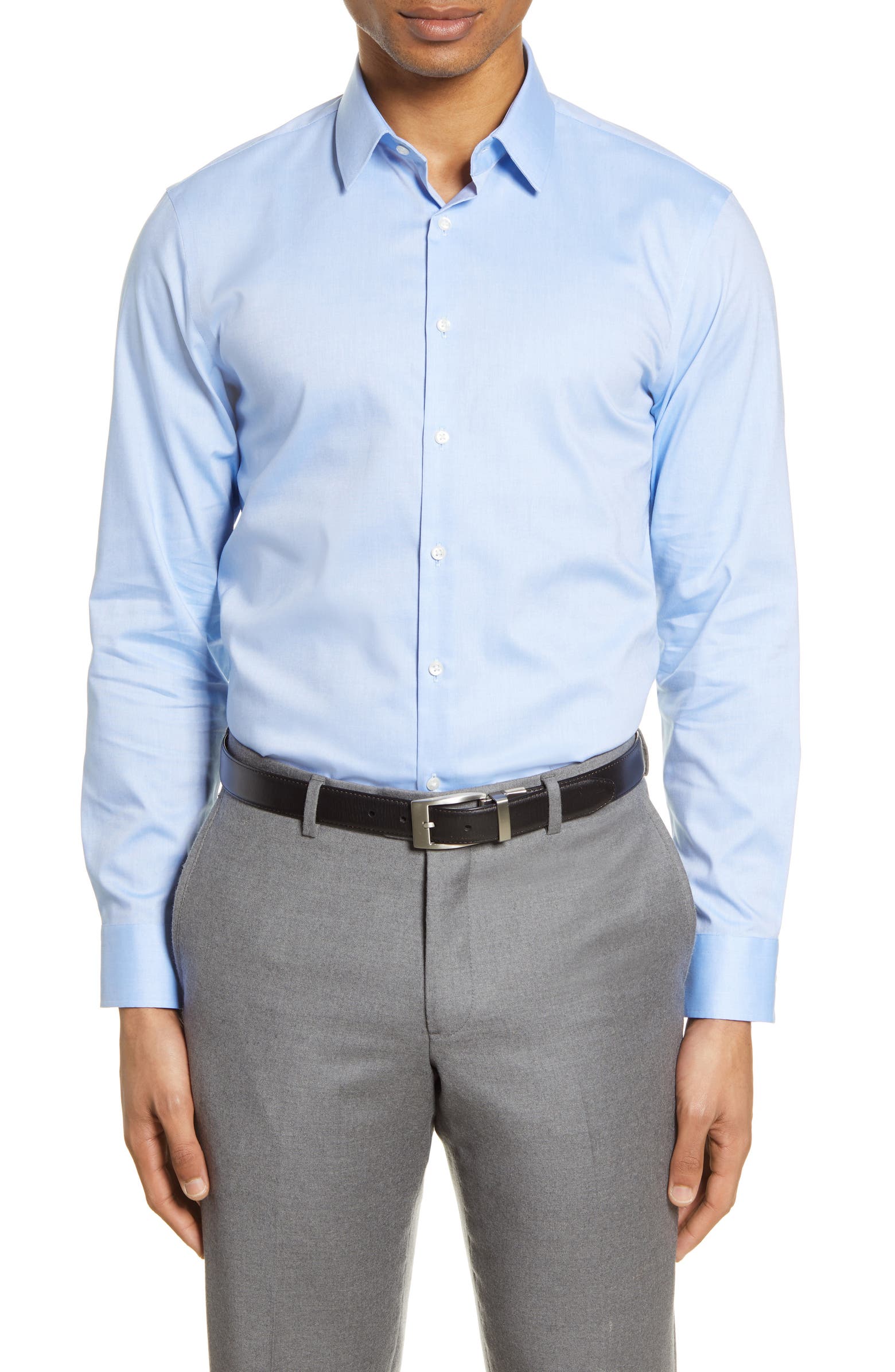 Nordstrom Extra Trim Fit Non-Iron Solid Stretch Dress Shirt | Nordstrom