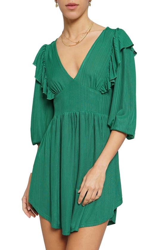 Know One Cares Ruffled Fit & Flare Dress In Green