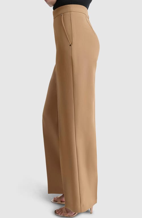 Shop Dkny Double Weave Wide Leg Pants In Russet