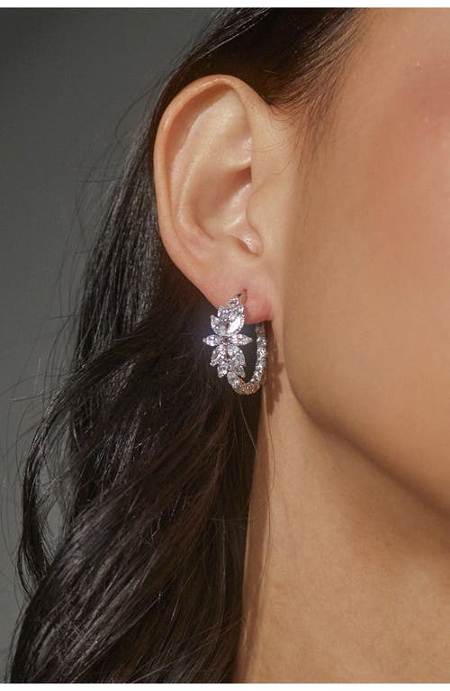 Shop Nadri Midsommer Cubic Zirconia Hoop Earrings In Rhodium