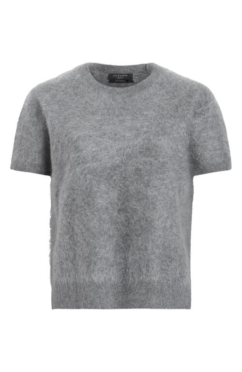 Shop Allsaints Rebel Short Sleeve Cashmere Sweater In Grey Marl