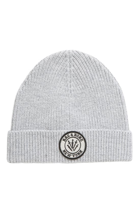 RAG & BONE CHARLIE LOGO PATCH RIB WOOL BLEND BEANIE