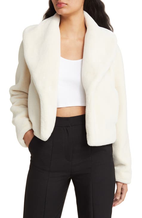 Fitted Fur Collar Sweater Jacket