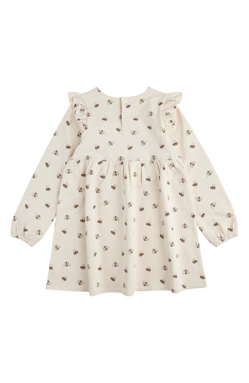 Shop Miles The Label Bumblebee Print Long Sleeve French Terry Dress In Beige