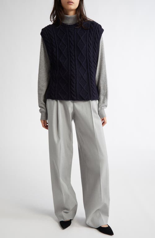 Shop Johnstons Of Elgin Aran Oversize Cashmere Sweater Vest In Dark Navy