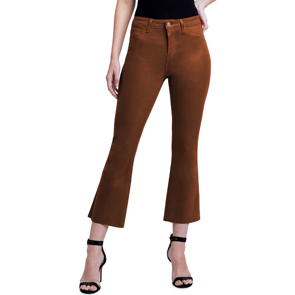 L Agence L'agence Kendra High Waist Crop Flare Jeans In Nubuck Coated