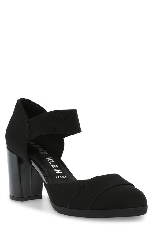 Anne Klein Cailyx Ankle Strap Pump Black Fabric at Nordstrom,