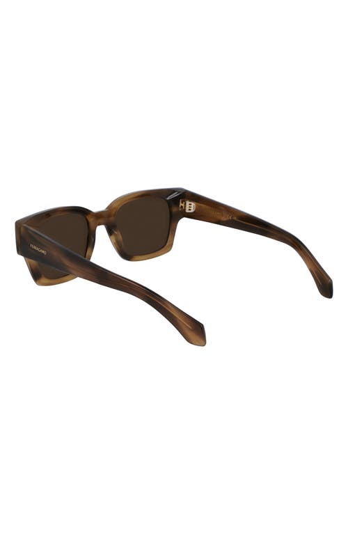 Ferragamo Rivets 52mm Square Sunglasses In Striped Khaki