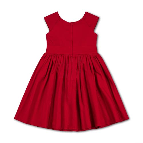 Shop Hope & Henry Baby Girls' Organic Cap Sleeve Party Dress With Bow Sash, Infant In Red Sateen