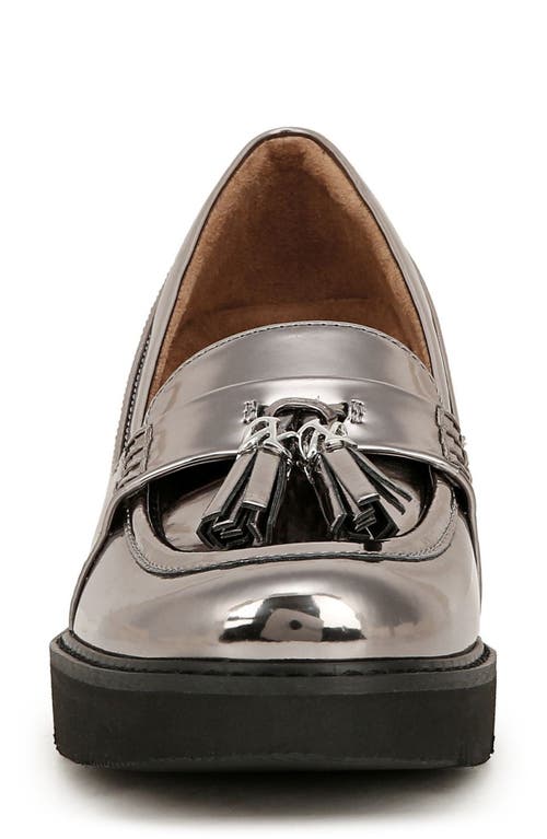 Naturalizer Committed Lug Sole Loafers In Pewter Faux Leather