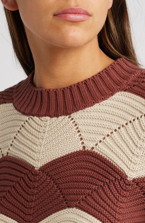 Shop Cleobella Kori Chevron Organic Cotton Sweater In Ivory/terracotta