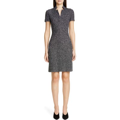 St. John Collection Textured Boucle Tweed Dress, Black
