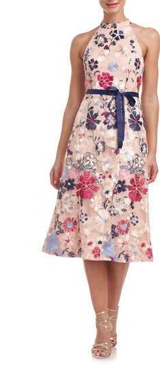 JS Collections Eleanor Embroidered Floral Cocktail Midi Dress | Nordstrom