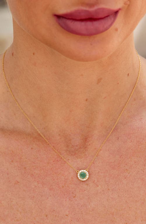Shop Savvy Cie Jewels Gemstone Halo Pendant Necklace In Gold/emerald