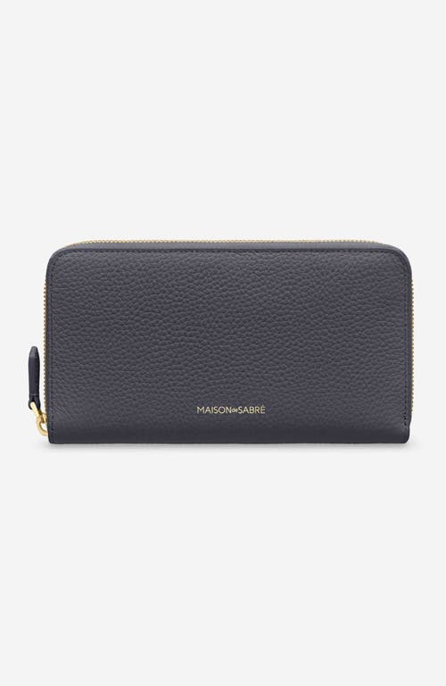 Maison De Sabre Maison De Sabré Long Leather Zip Wallet In Graphite Sky