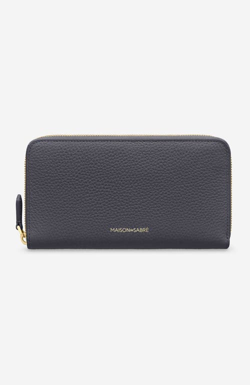 Shop Maison De Sabre Maison De Sabré Long Leather Zip Wallet In Graphite Sky