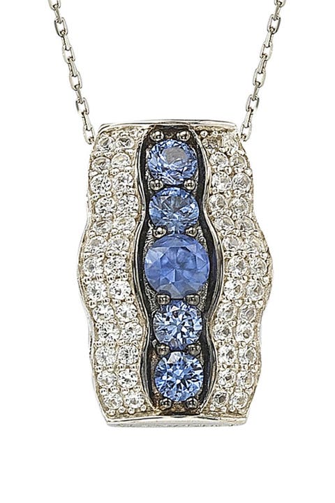 Two-Tone Sapphire & Lab Created White Sapphire Pendant Necklace