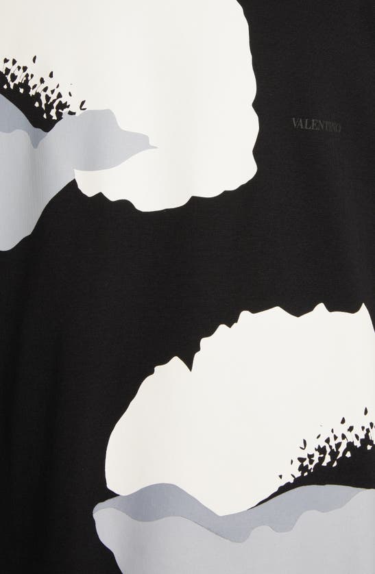 Shop Valentino Flower Portrait Cotton Graphic T-shirt In G51 Nero/ Grigio