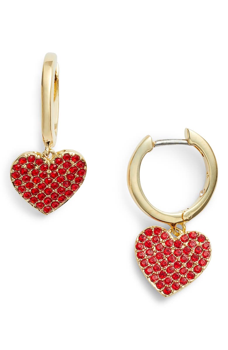 kate spade new york yours truly pave heart drop earrings | Nordstrom