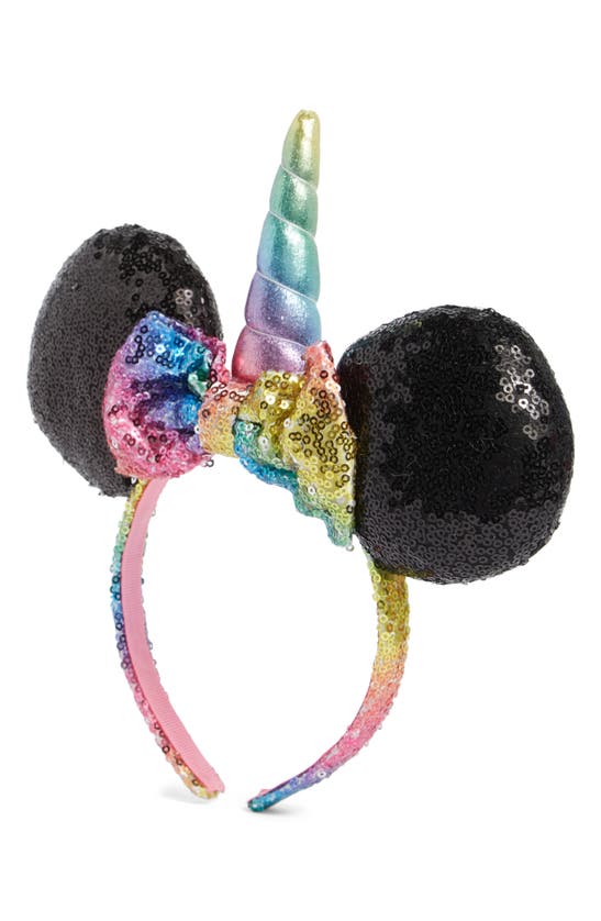 Shop H.e.r. Accessories Kids' Minnie Rainbow Sequin Unicorn Headband In Black
