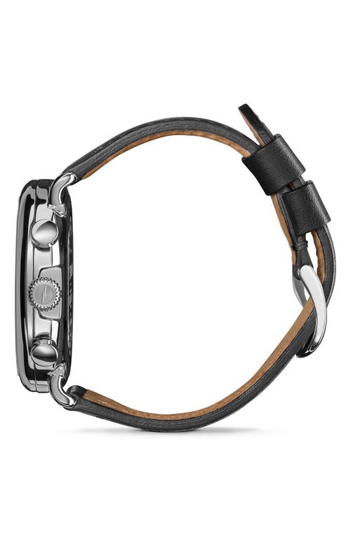 Shinola The Runwell Chrono Leather Strap Watch, 47mm In Black/silver