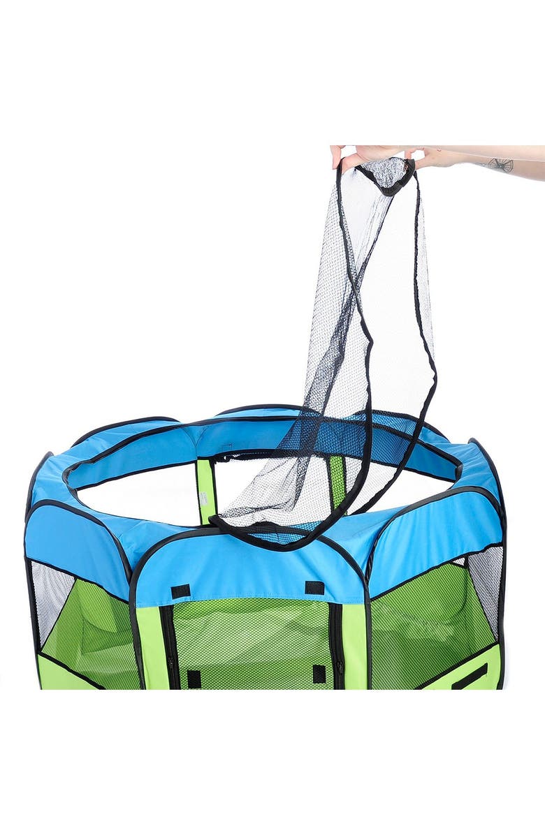 PET LIFE Blue/Green Large AllTerrain Lightweight Easy Folding Wire