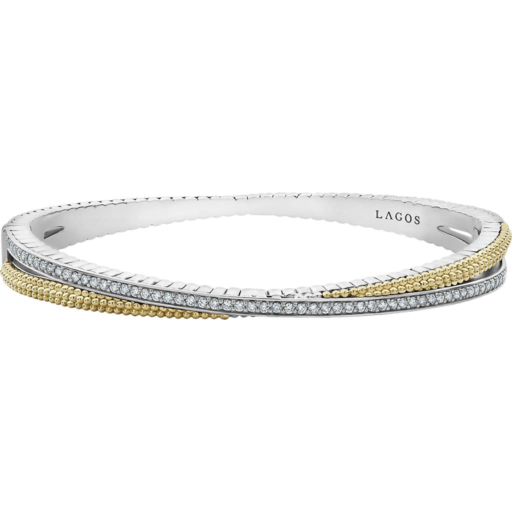 Lagos Caviar Lux Diamond Bangle In Silver/diamond