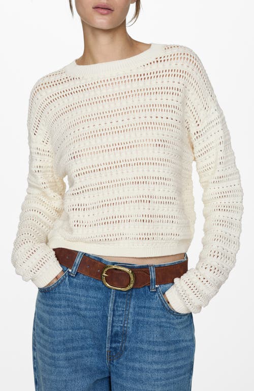 Mango Open Stitch Sweater In Ecru