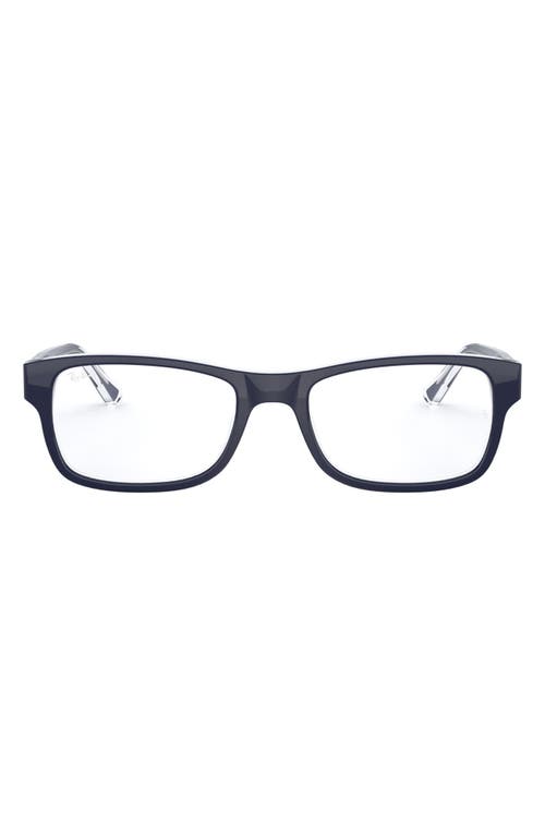 Ray-Ban Unisex 50mm Rectangular Optical Glasses in Transparent/Blue at Nordstrom