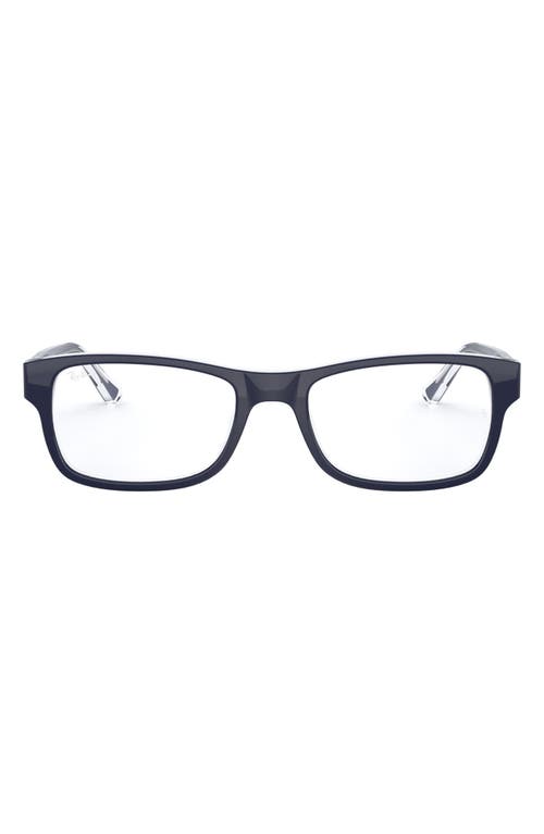 Ray Ban Ray-ban Unisex 52mm Rectangular Optical Glasses In Transparent/blue