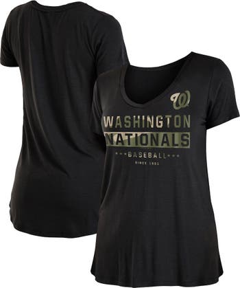 Profile Women's White/Navy Washington Nationals Plus Size Notch Neck T-Shirt