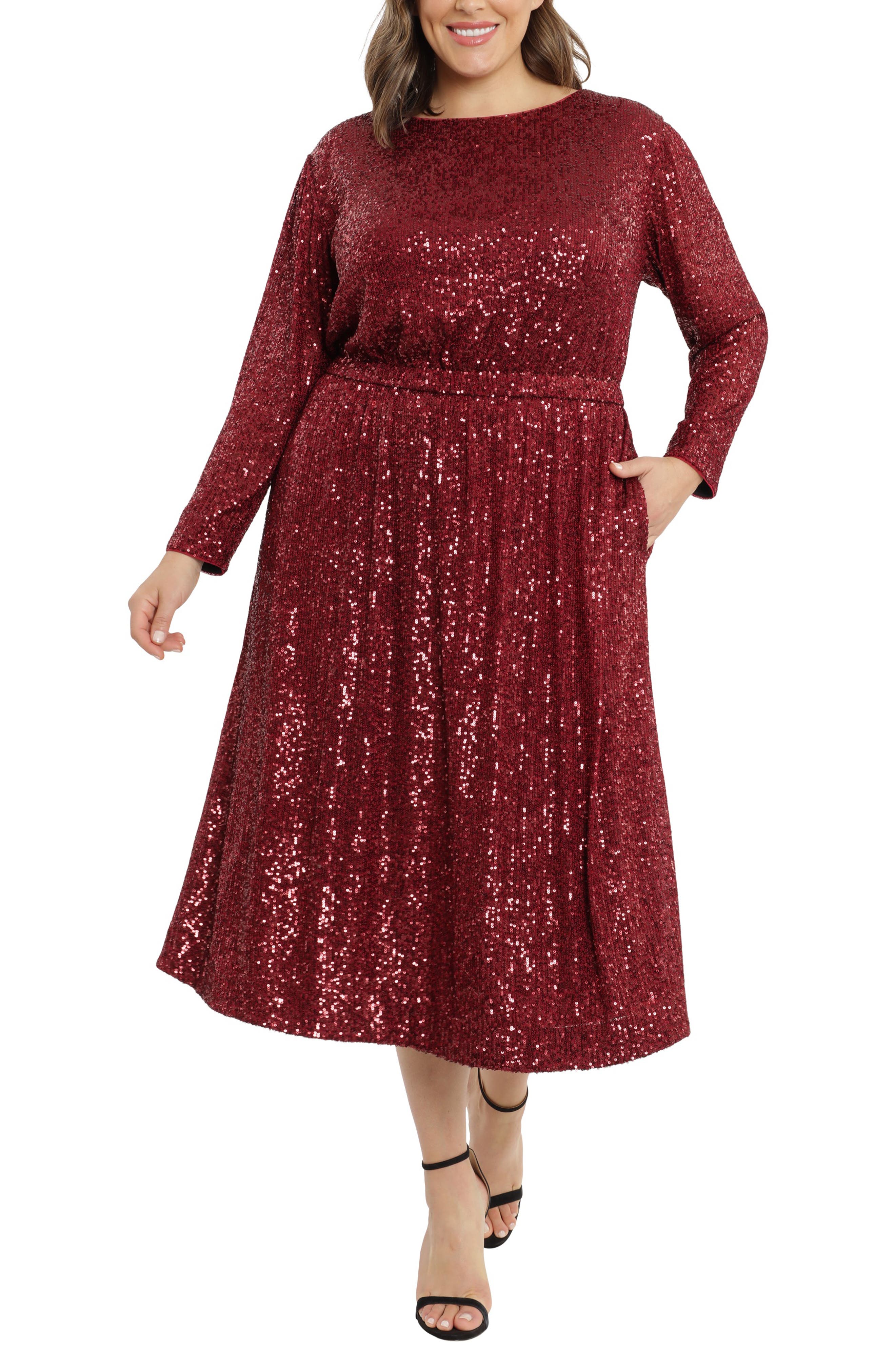 red and silver plus size dresses