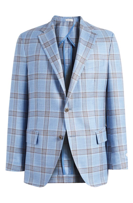 Shop Peter Millar Plaid Wool & Silk Blend Sport Coat In Light Blue