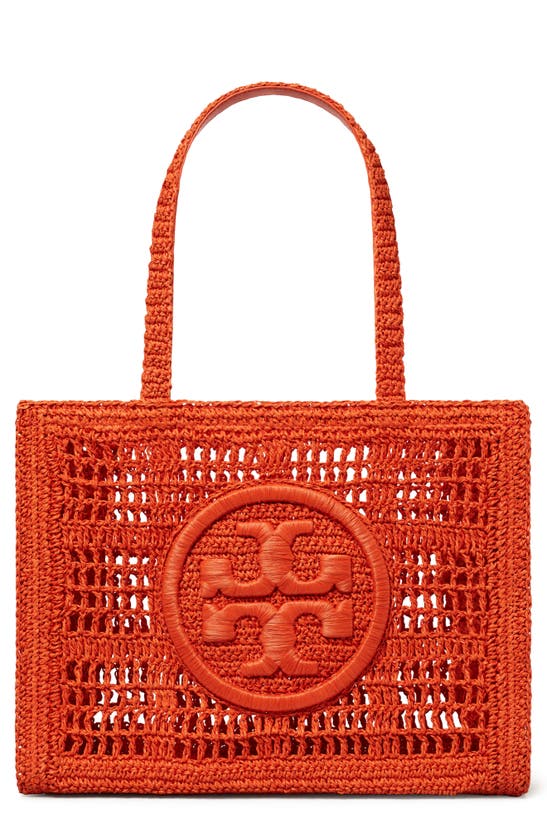 Tory Burch Ella Small Hand Crochet Tote In Poppy Red