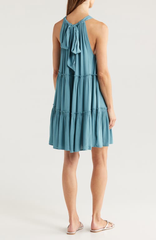 Elan Ruched Tiered Cover-up Swing Dress In Teal