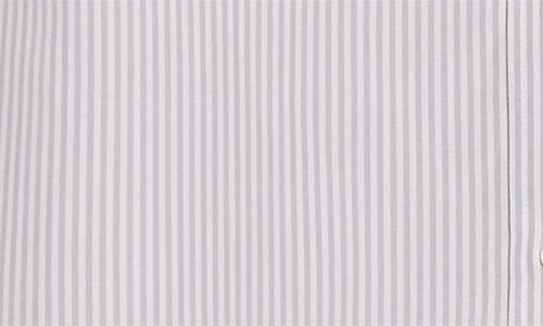 Thom Browne Stripe Bow Cuff Silk Blend Button-up Shirt In Medium Grey
