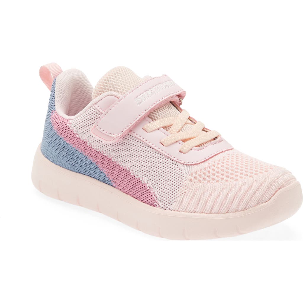 Dream Pairs Knit Low Top Sneaker In Pink/grey/blue