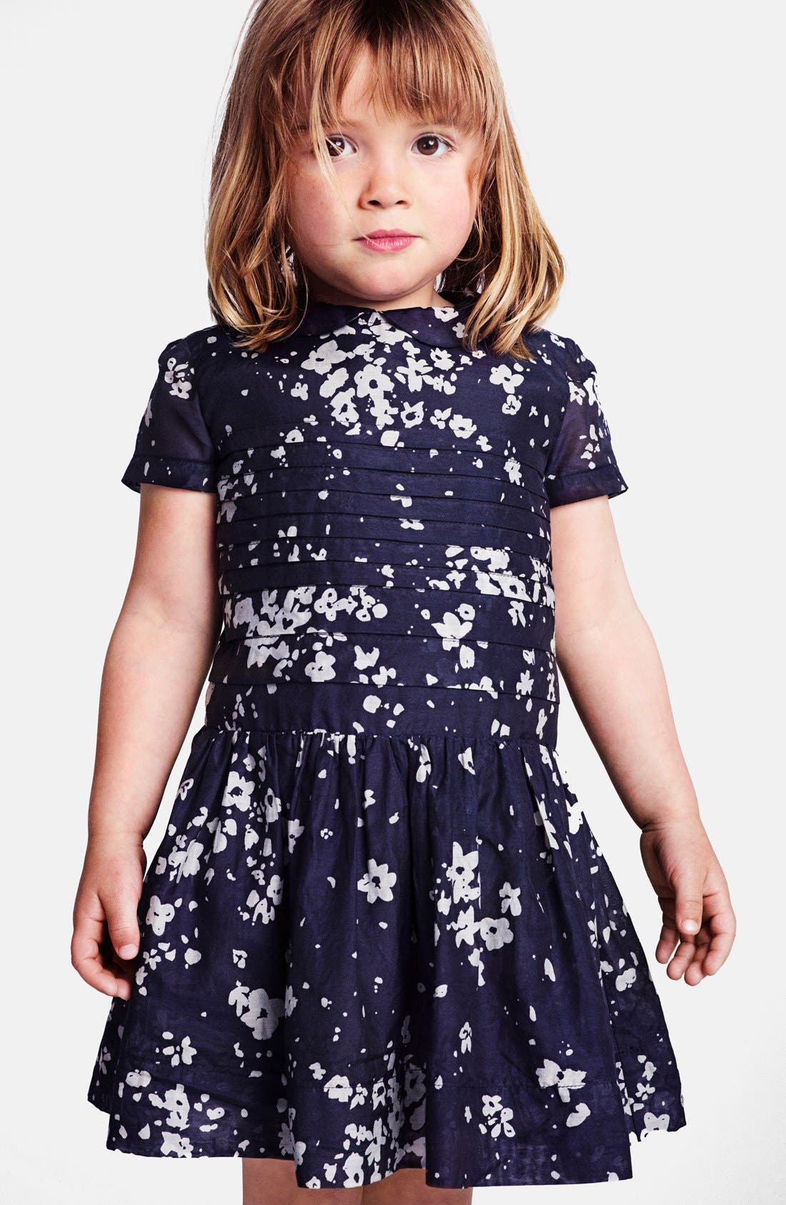 Burberry Flower Print Cotton & Mulberry Silk Dress (Little Girls & Big