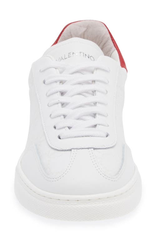 Valentino By Mario Valentino Guiditta Leather Sneaker In White Red