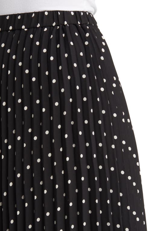 Shop Anne Klein Polka Dot Pleat Midi Skirt In Anne Black/anne White