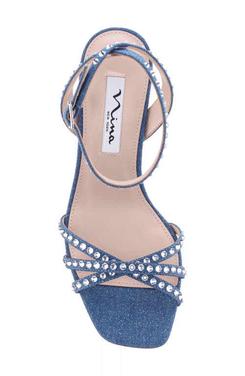 Nina Laura Ankle Strap Sandal In Blue Denim