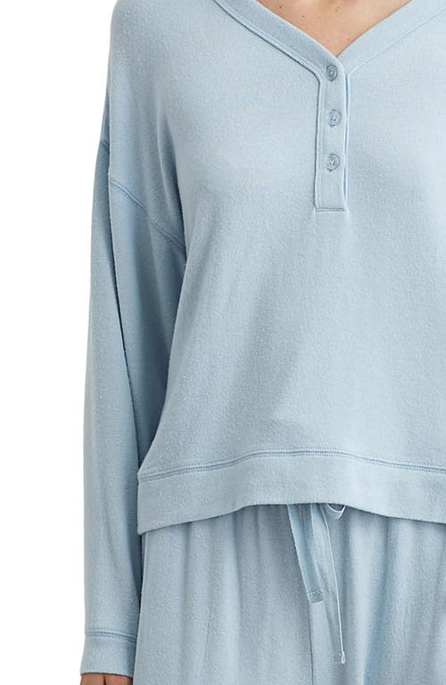 Papinelle Feather Soft Long Sleeve Boxy Henley In Cloud Blue