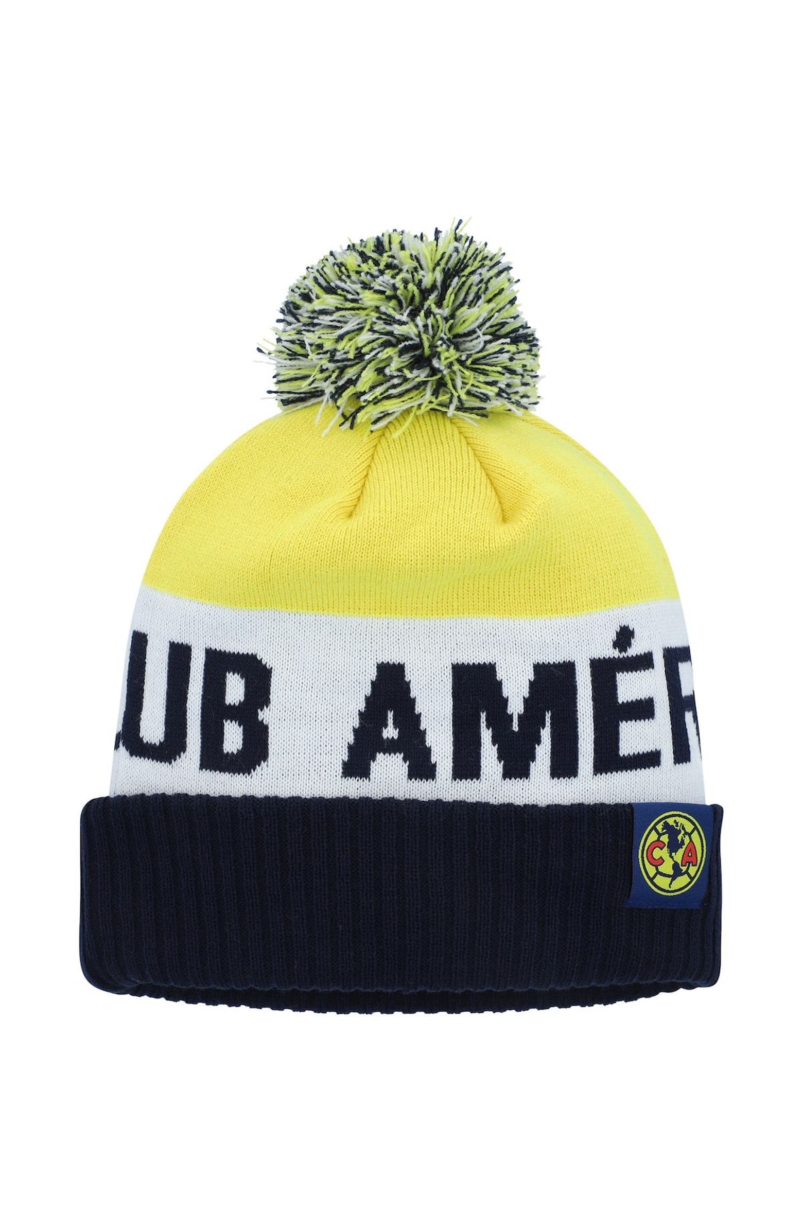 Nike Men's Nike Navy/Yellow Club America Classic Stripe Cuffed Knit Hat with Pom | Nordstrom
