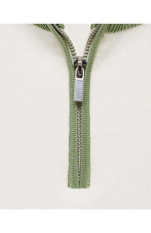 Shop Mango Quarter Zip Sweater In Pastel Green