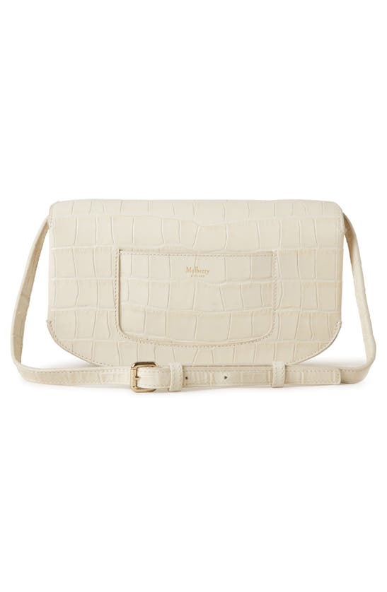 Shop Mulberry Pimlico Croc Embossed Leather East/west Shoulder Bag In Eggshell